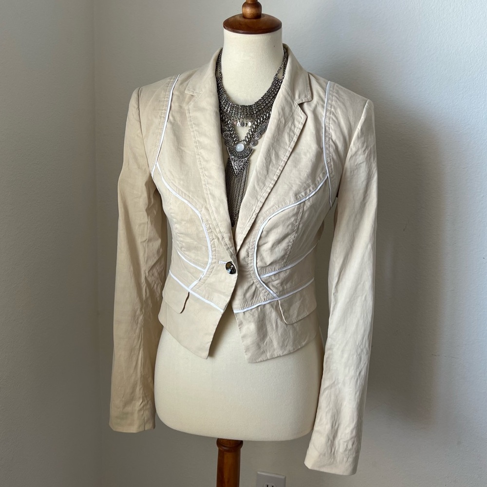 Bebe Linen Sandshell Blazer